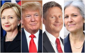 Clinton, Trump, Johnson, Stein